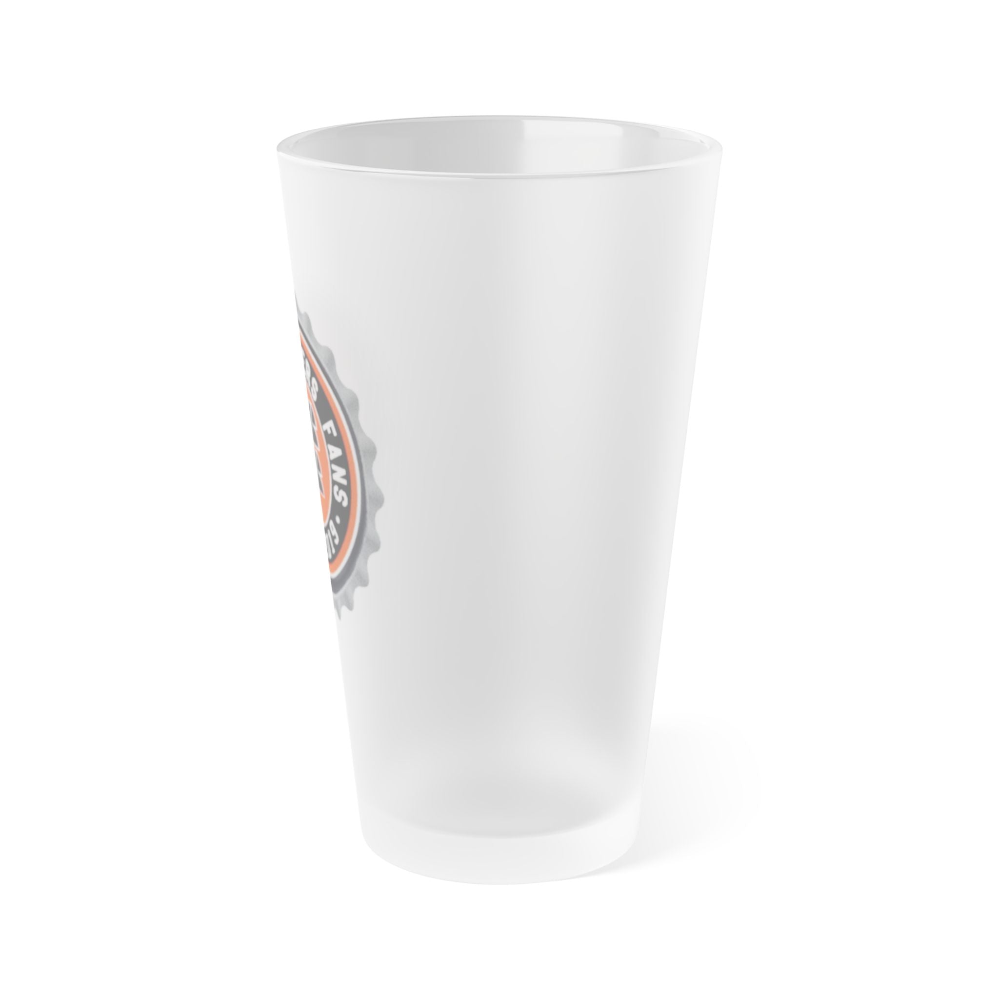 Frosted 16oz Pint Glass — Retro Hockey Logo Beer Cup